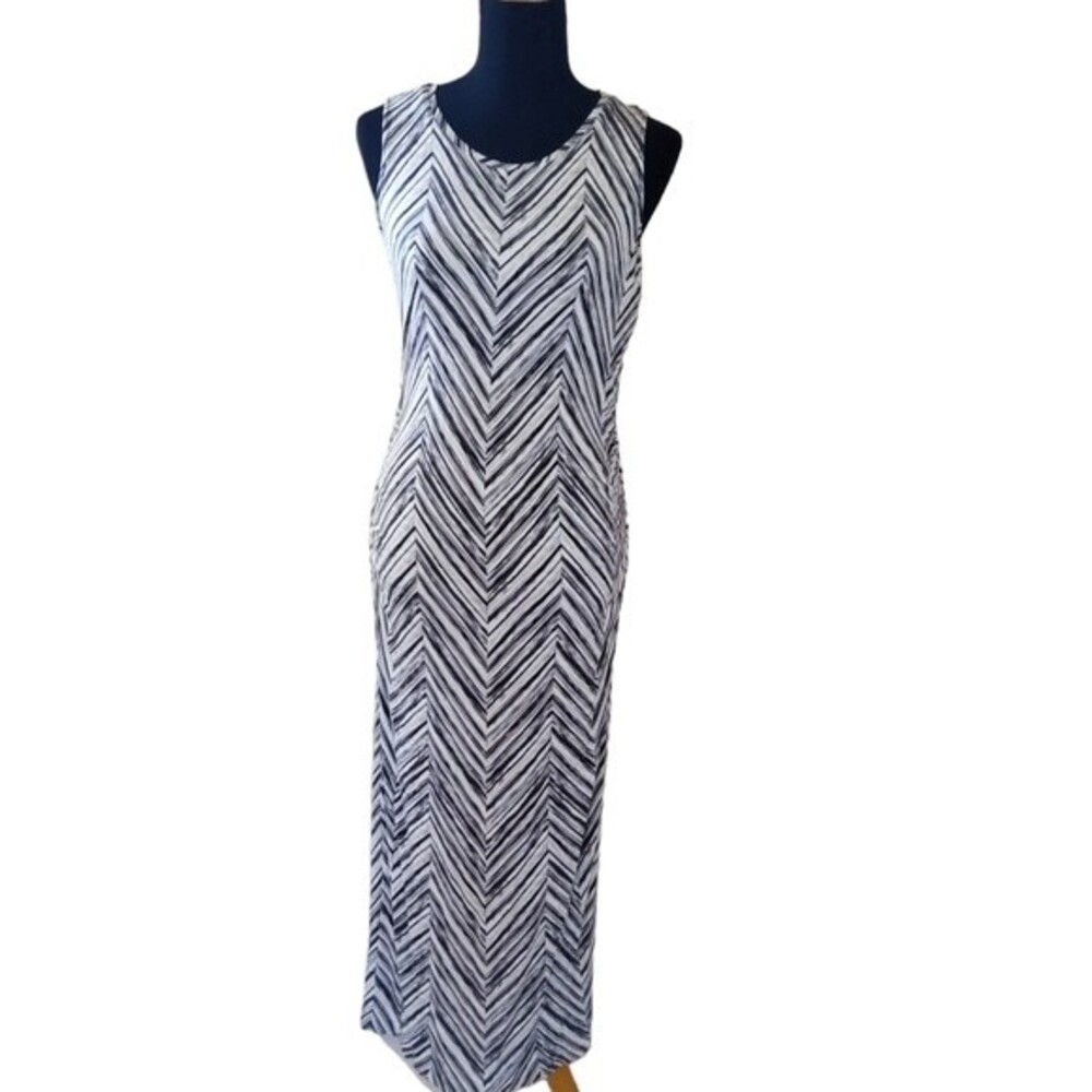 New Summer & Sage Striped Print Sleeveless Midi Maxi Bodycon Knit Tank Dress M